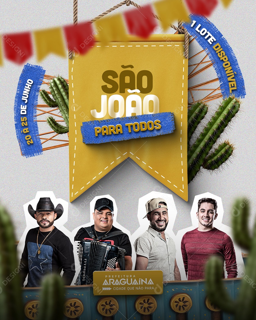 Flyer São João Para Todos Cantores Social Media PSD Editável