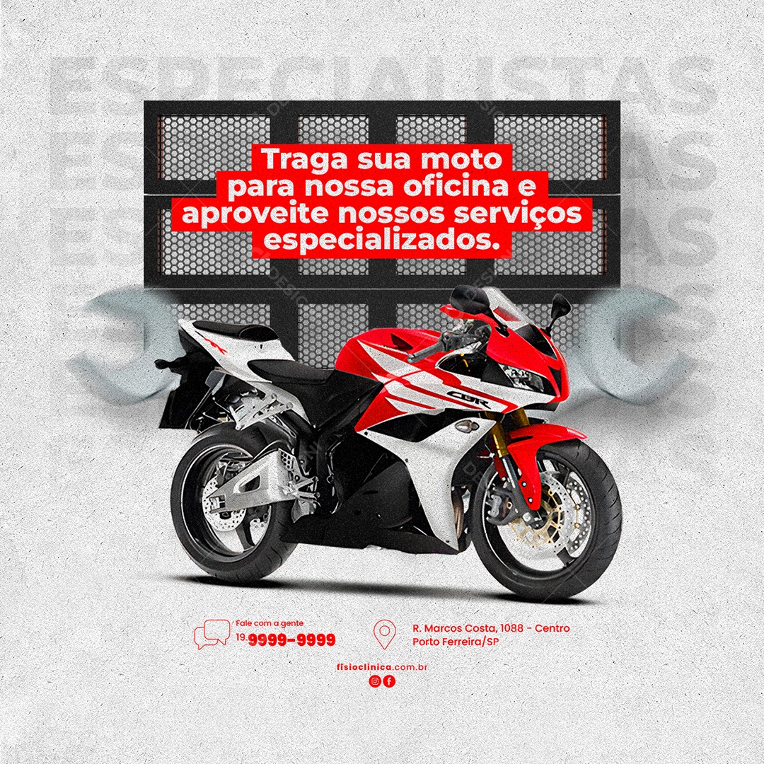 Traga Sua Moto Para Nossa Oficina e Aproveite Nossos Serviços Oficina De Moto Social Media PSD Editável