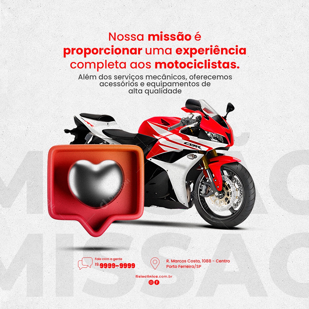 Nossa Missão é Proporcionar Uma Experiência Oficina De Moto Motos Social Media PSD Editável