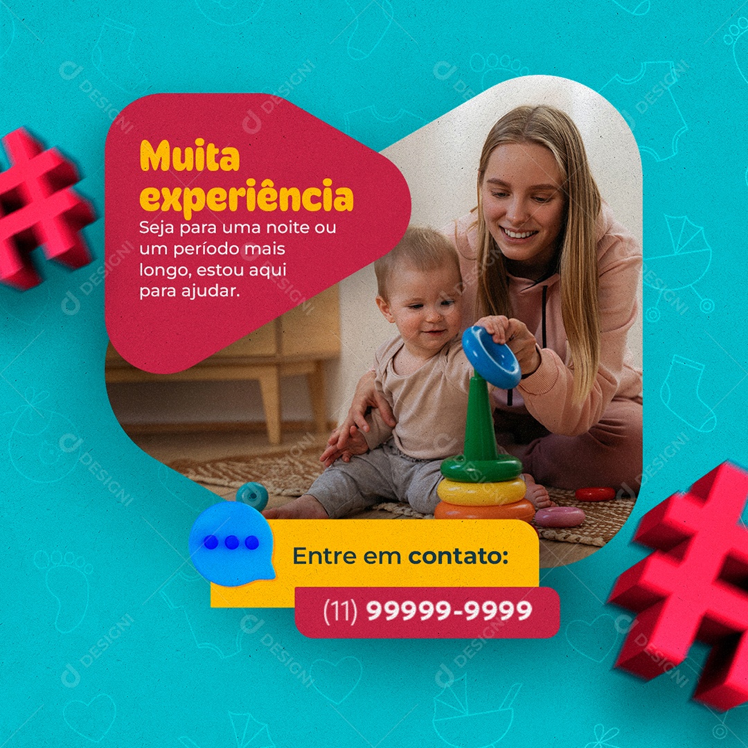 Muita Experiência Babá Social Media PSD Editável