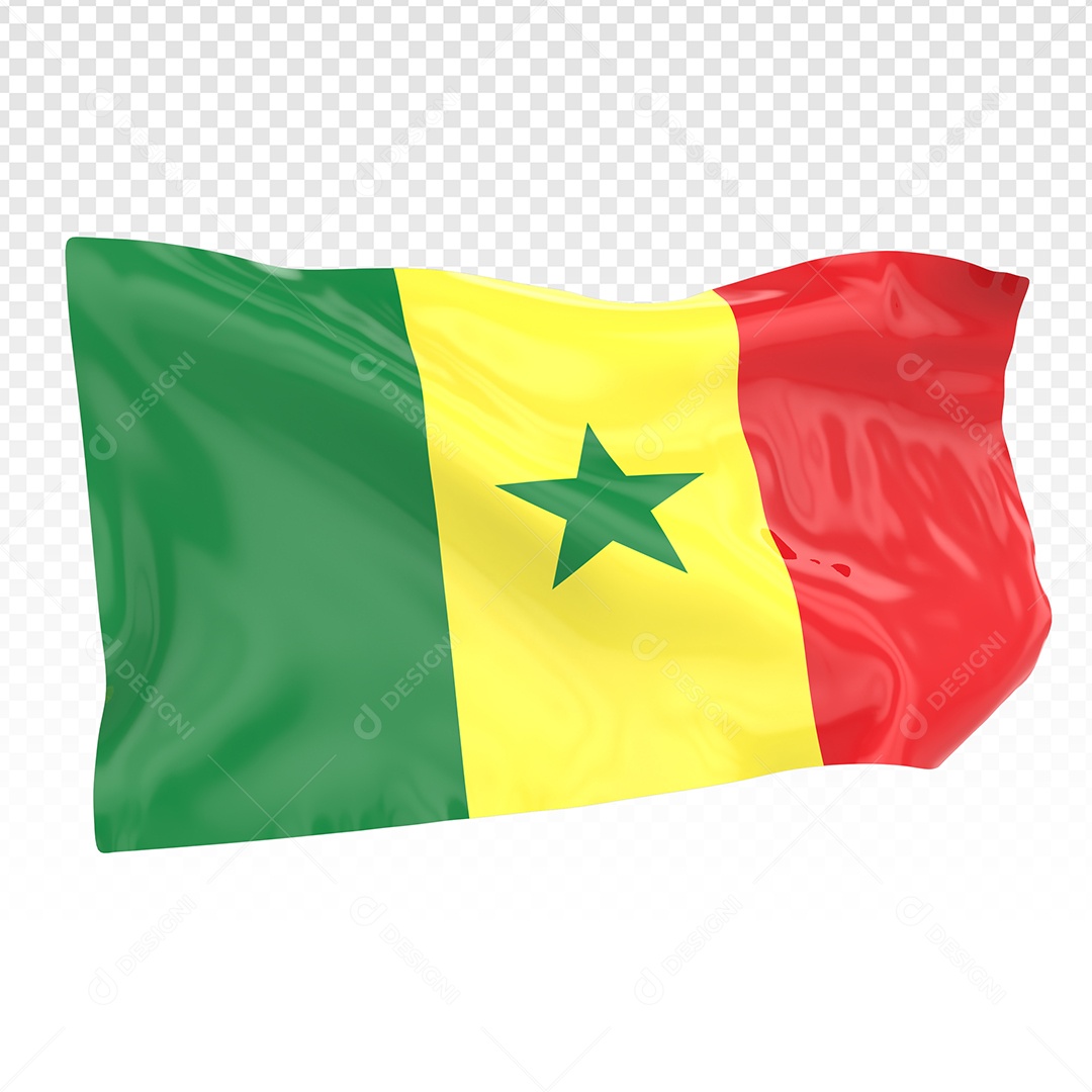 Bandeira Da Senegal Elemento 3D Para Composição PSD