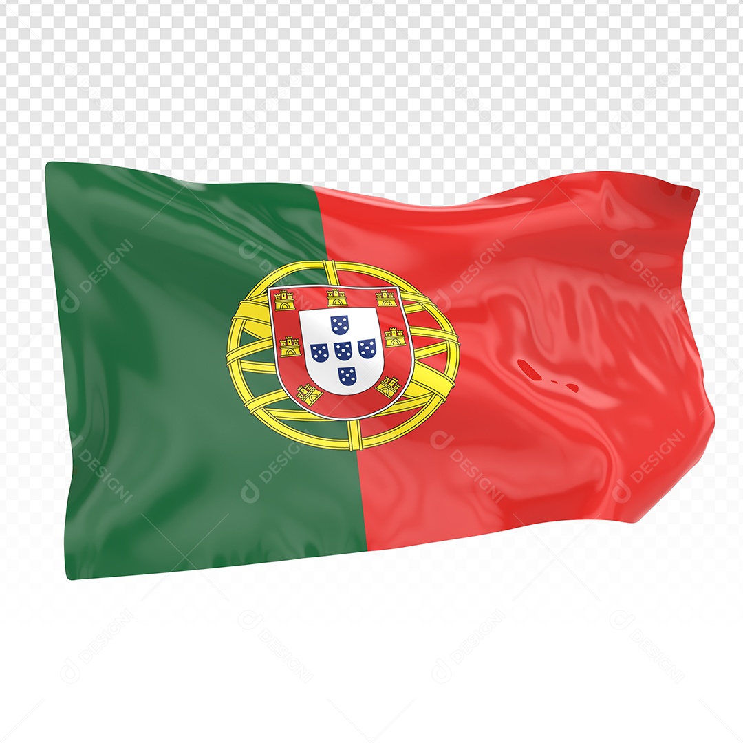 Bandeira Do Portugal Elemento 3D Para Composição PSD
