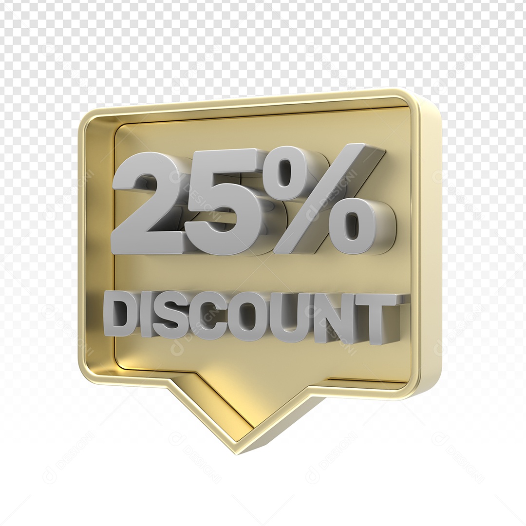 Elemento 3D Dourado 25% Desconto Branco Emoji Para Composição PSD