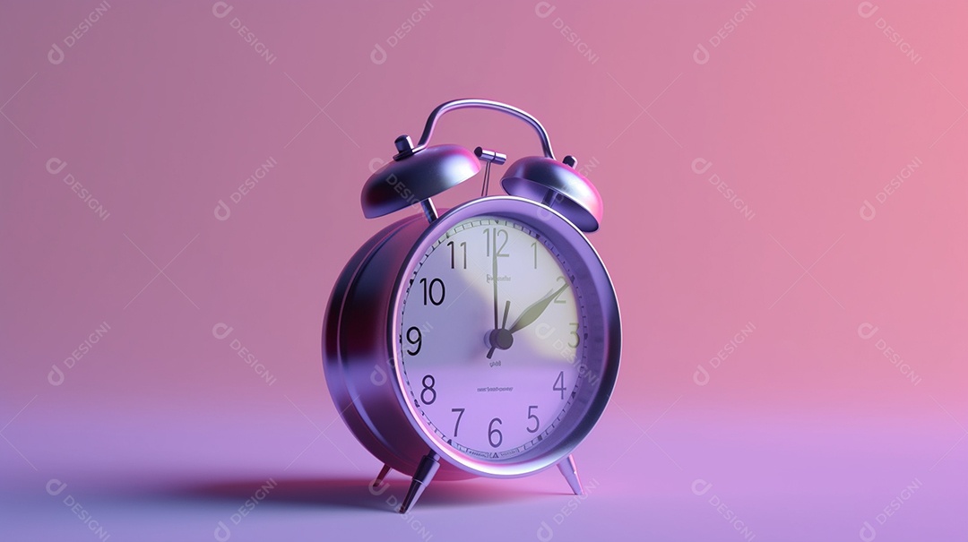 Um despertador renderizado em 3D isolado em um fundo gradiente