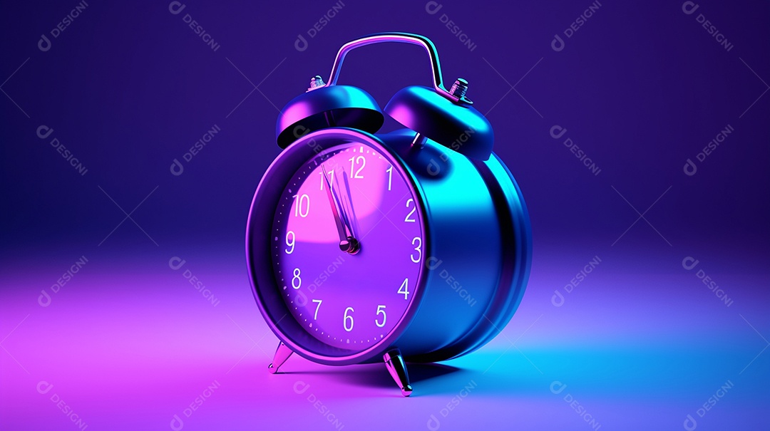 Um despertador renderizado em 3D isolado em um fundo gradiente