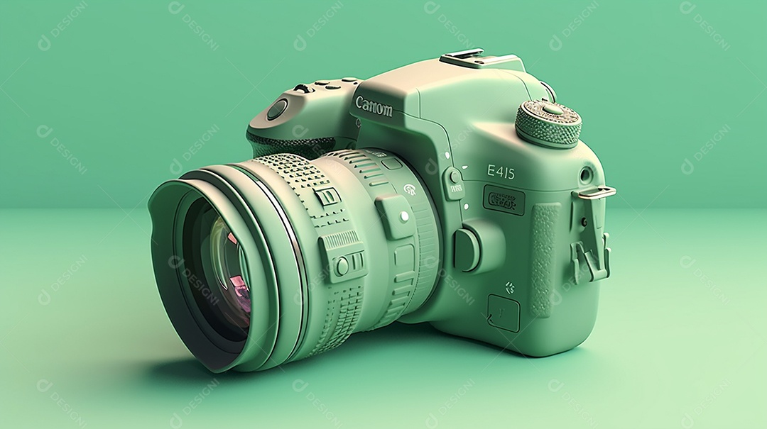 Câmera profissional em fundo colorido