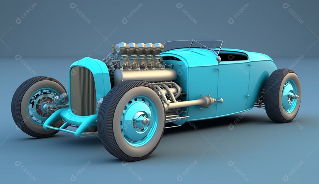 ilustração 3D Modelo de carro antigo antigo isolado em um fundo sólido