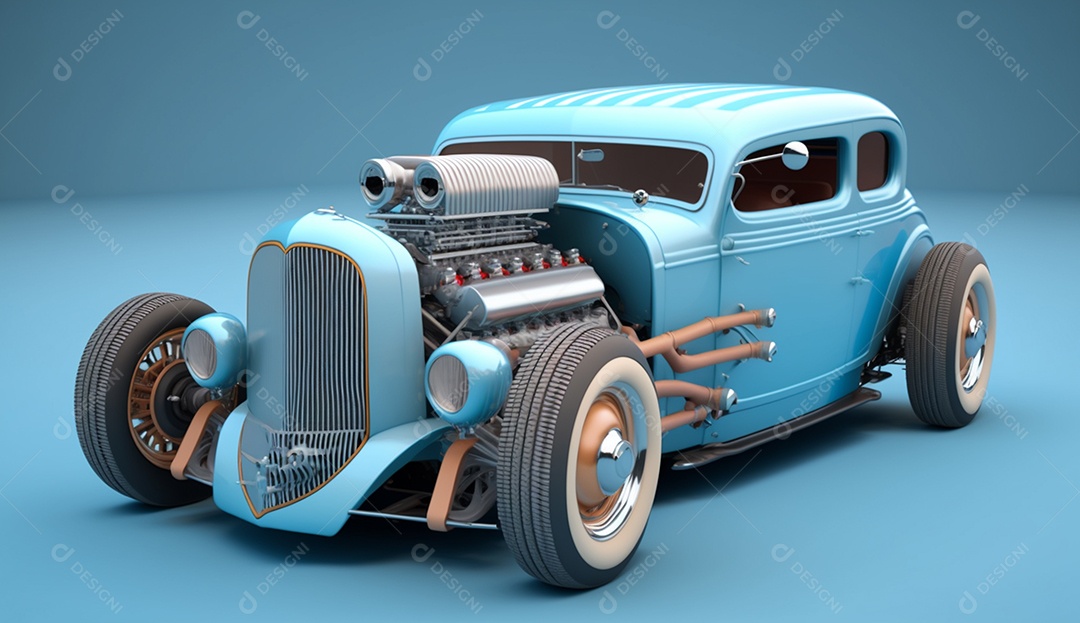 ilustração 3D Modelo de carro antigo antigo isolado em um fundo sólido
