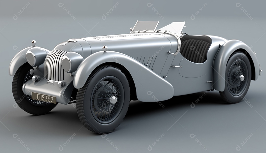 Modelo de carro de renderização 3D isolado em fundo cinza, design exclusivo