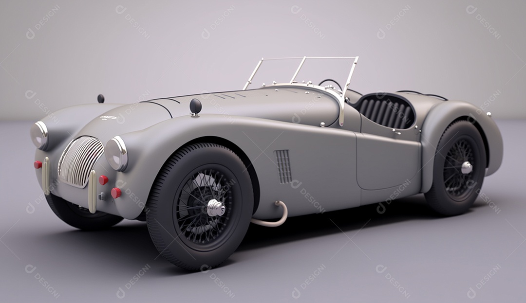 Modelo de carro de renderização 3D isolado em fundo cinza, design exclusivo