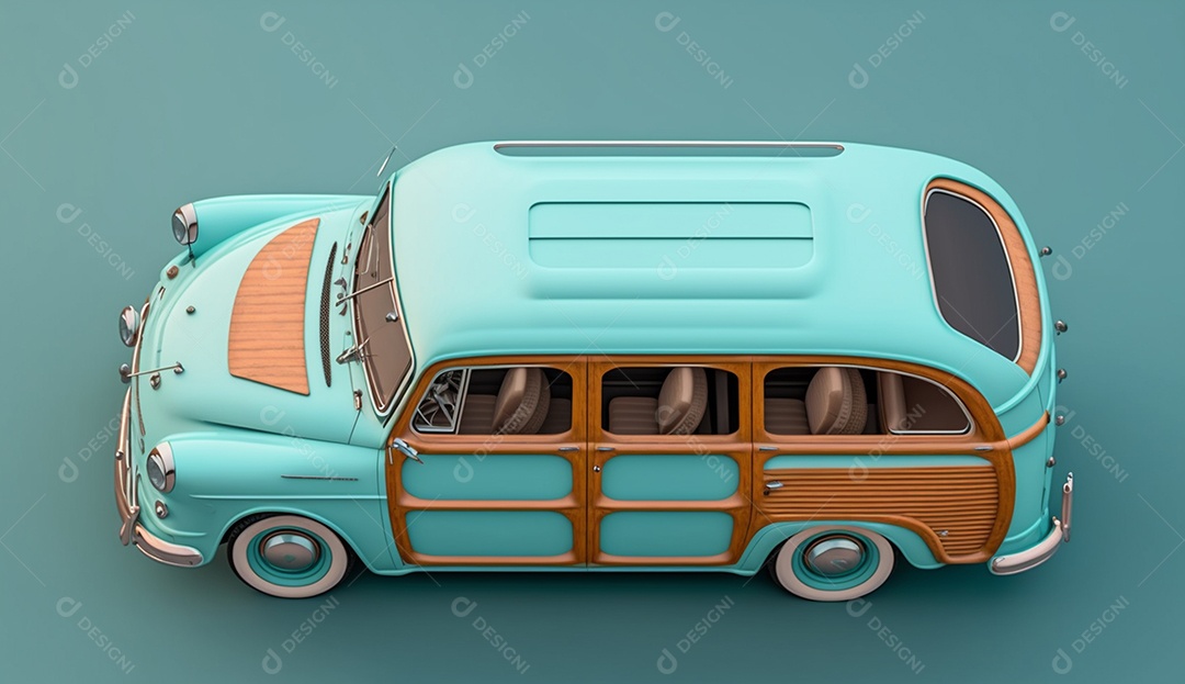 ilustração 3D Modelo de carro antigo antigo isolado em um fundo sólido