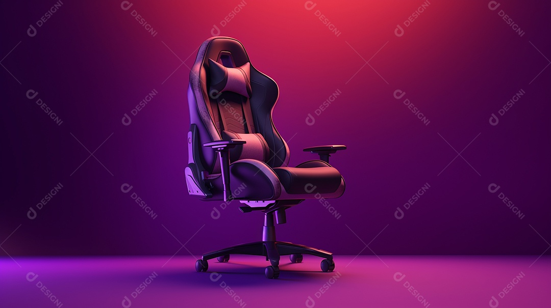 Um modelo de uma cadeira de jogos moderna isolada em fundo gradiente