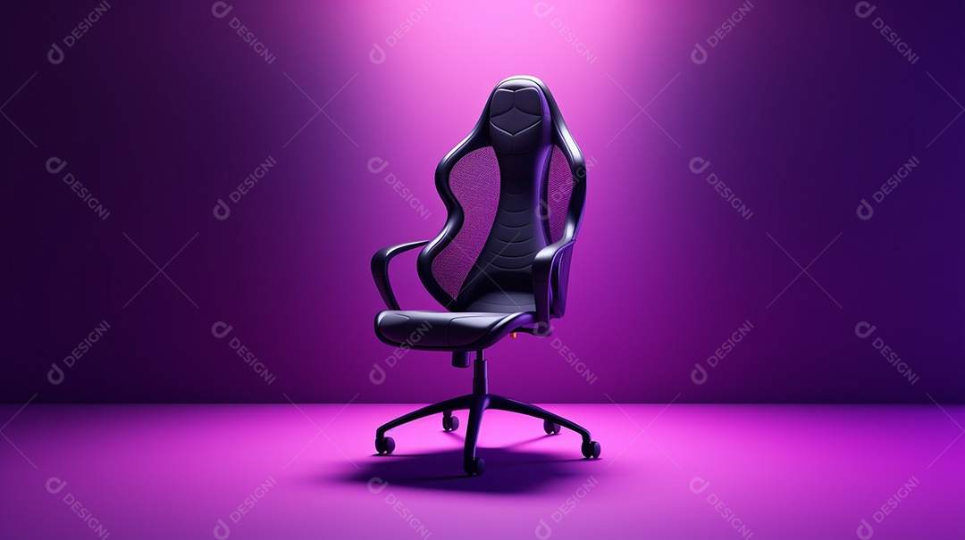 Um modelo de uma cadeira de jogos moderna isolada em fundo gradiente