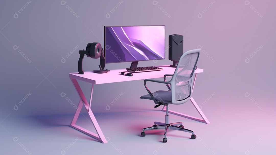 Ilustração 3d moderna da sala de jogos com todos os acessórios, cadeira de jogos