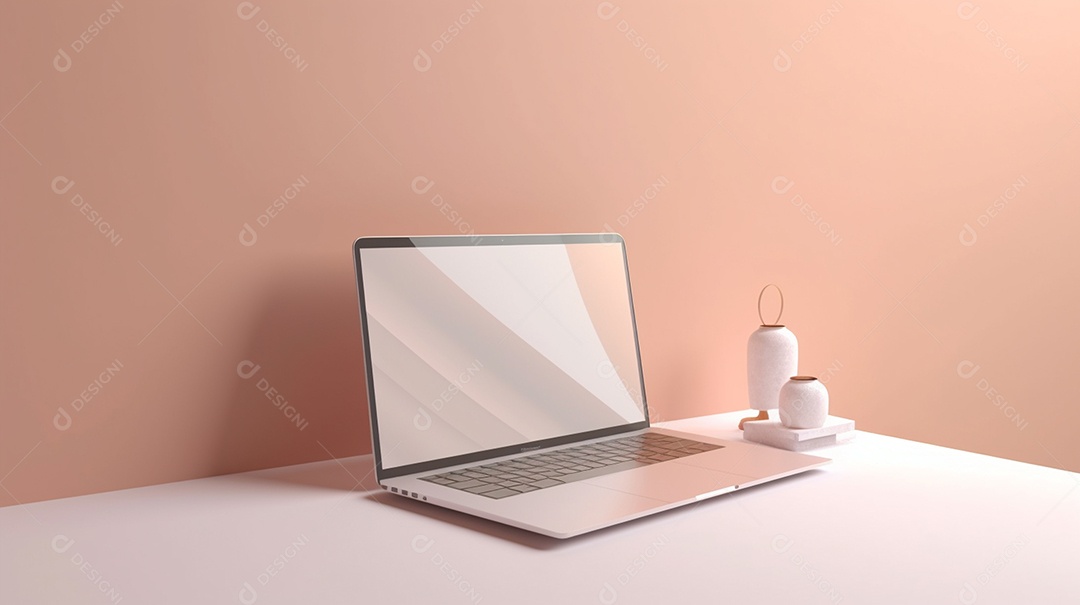 ilustração 3D renderizada de fundo pastel isolado de laptop moderno