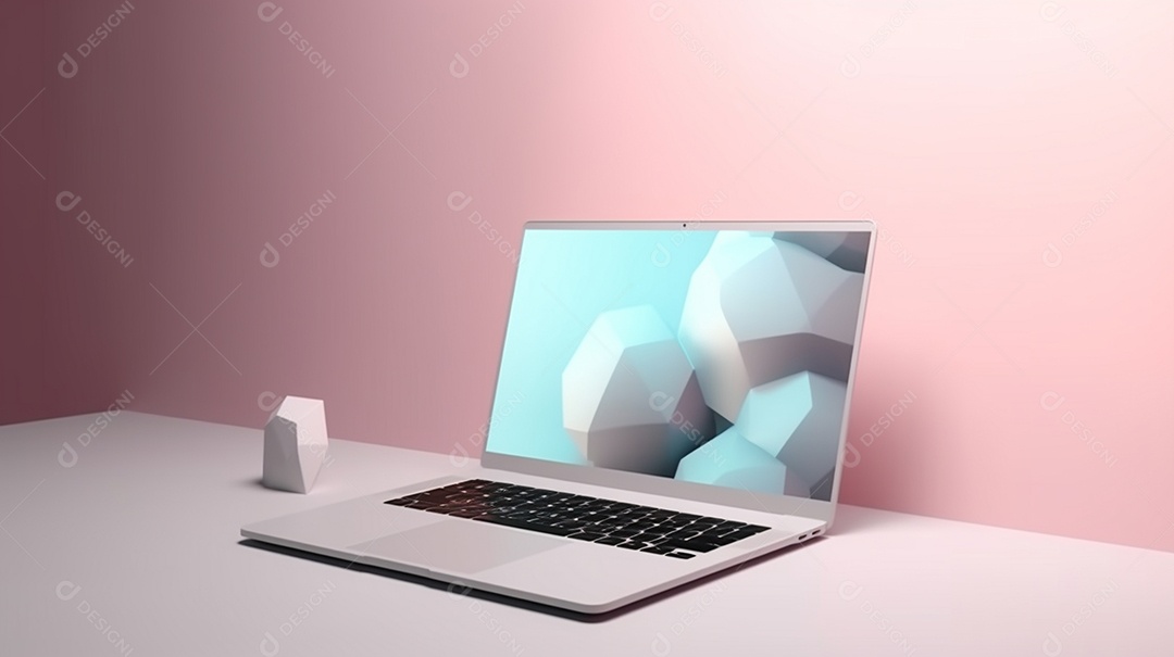 ilustração 3D renderizada de fundo pastel isolado de laptop moderno