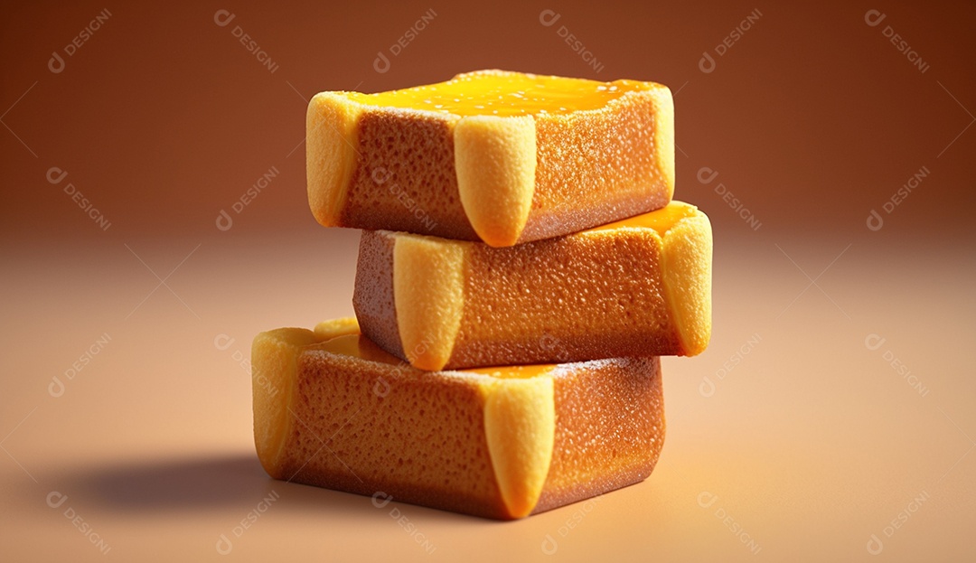 Pilha de torradas saborosas em um fundo laranja