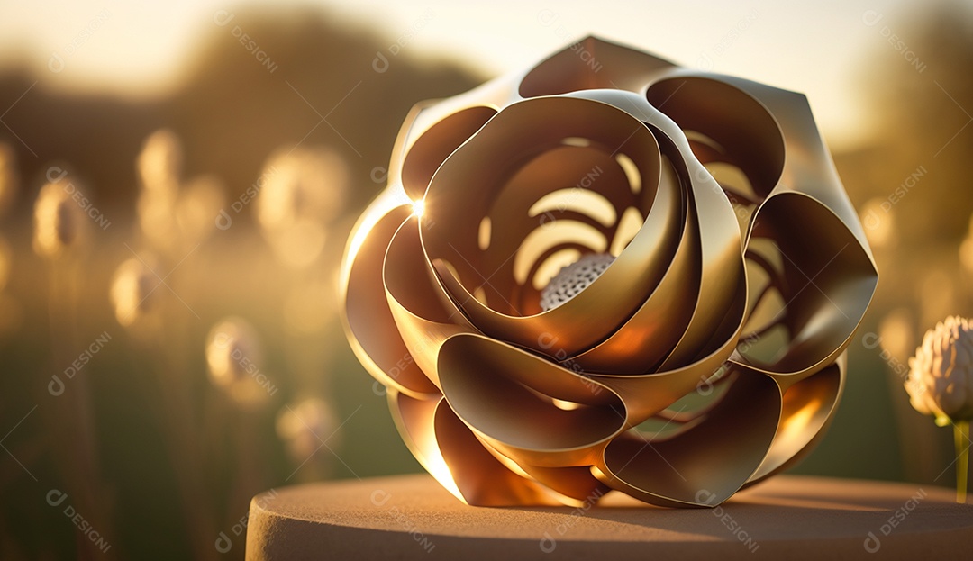 Linda flor dourada de metal