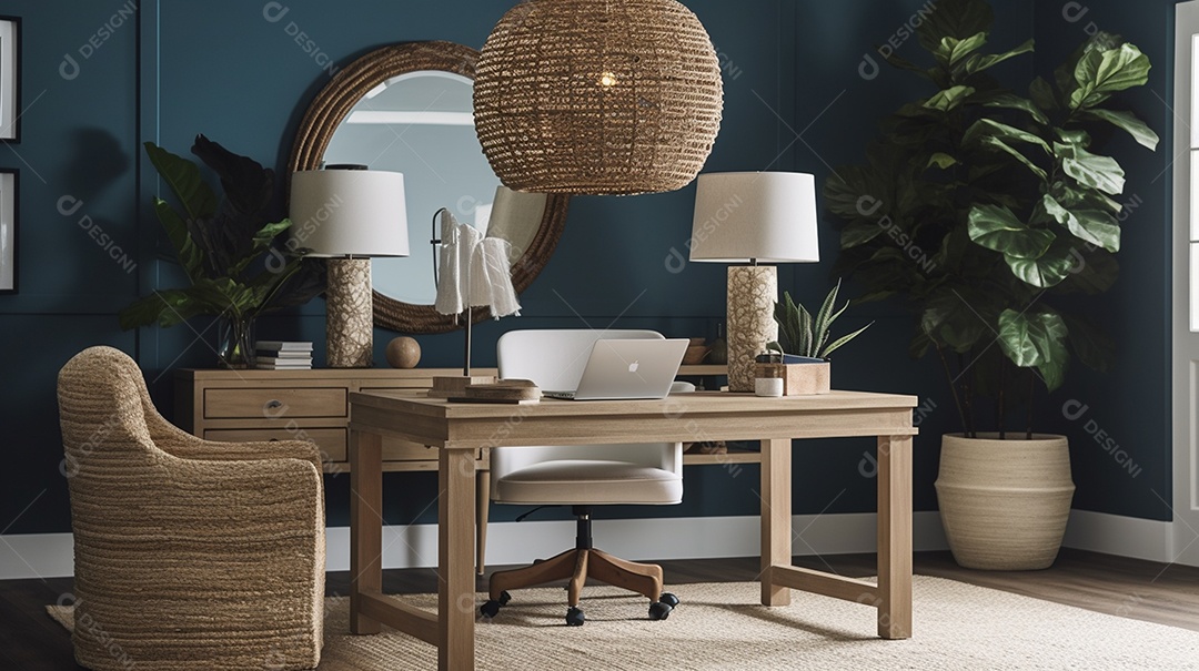 Interior elegante e moderno da sala de estar com mobiliário confortável