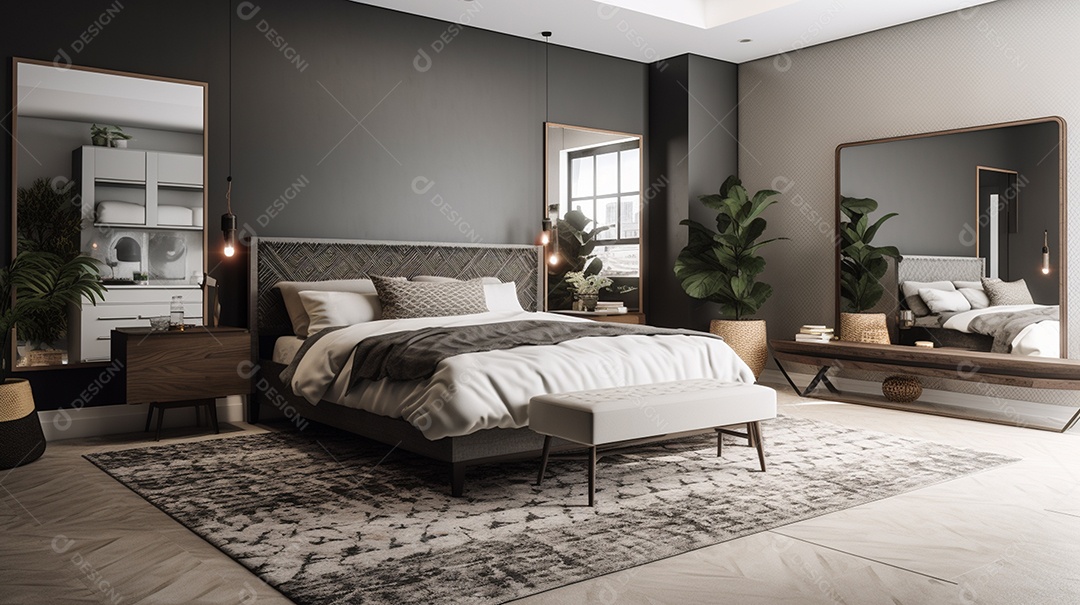 Design de interiores de quarto moderno