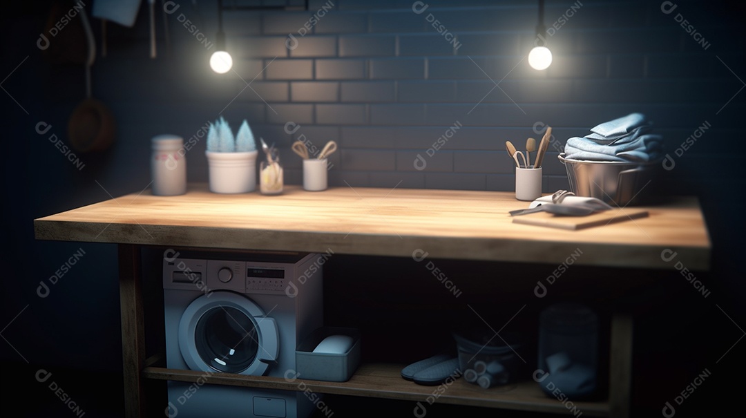 Interior de uma lavanderia moderna.