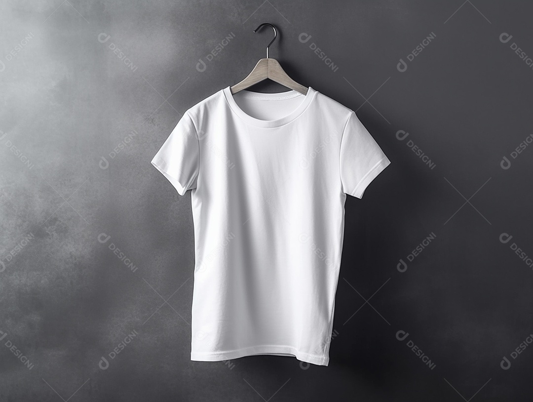 camiseta branca em um fundo de textura cinza, maquete de camiseta