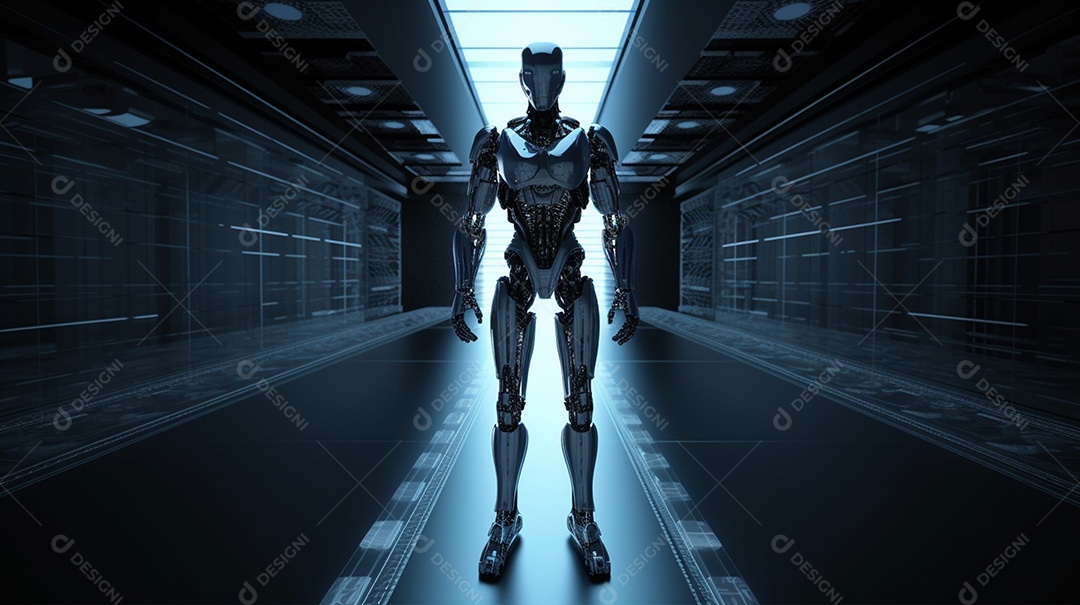 Um robô parado na estação