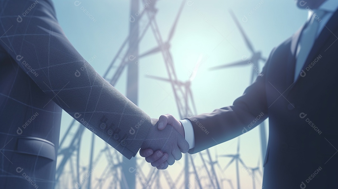 Dois empresários apertando as mãos durante a reunião, corporativo