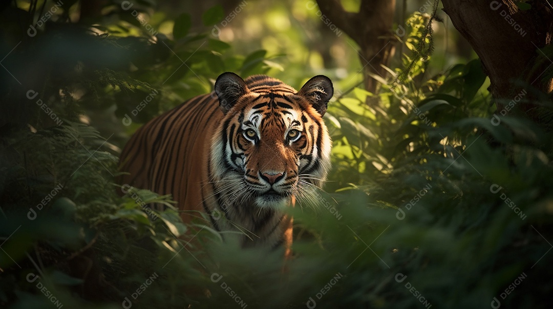 Tigre à espreita: caçando comida na selva