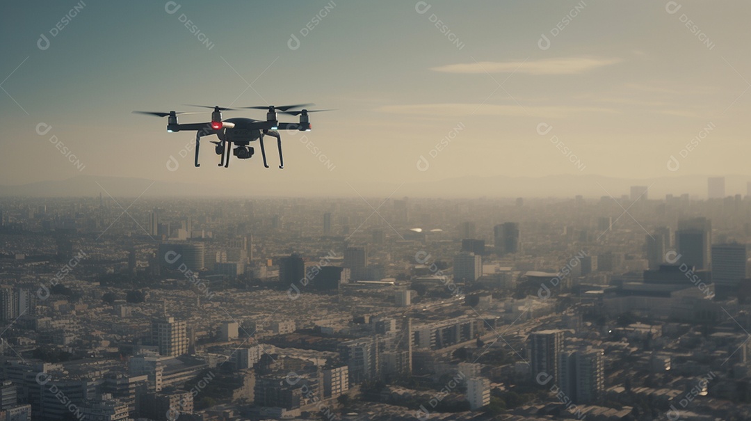 Drone de vista aérea sobrevoando a cidade