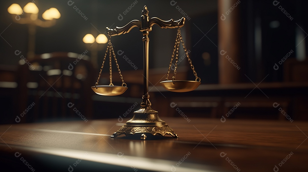 Tema da lei, martelo de juiz, fundo de mesa de madeira