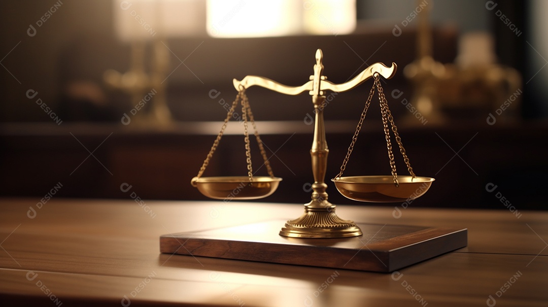Tema da lei, martelo de juiz, fundo de mesa de madeira