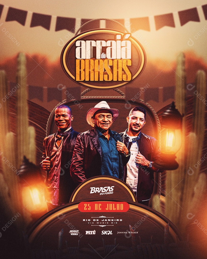 Flyer Arraiá do Brasas Forró Social Media PSD Editável