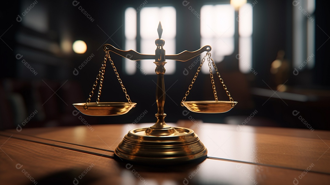 Tema da lei, martelo de juiz, fundo de mesa de madeira