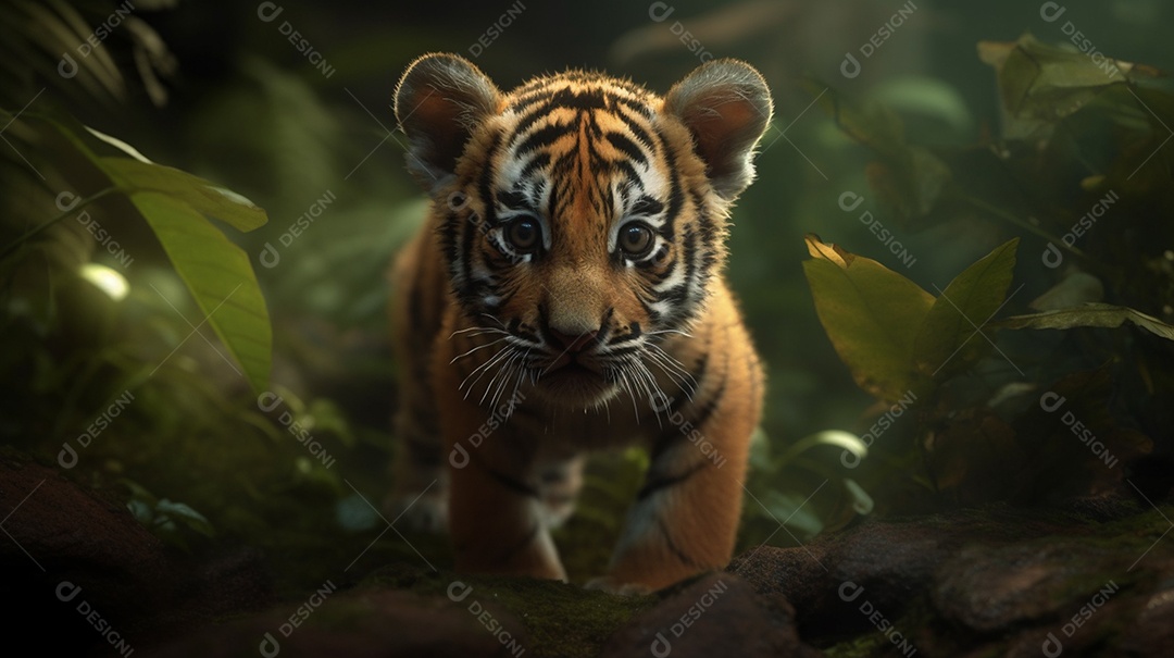 Tigre à espreita: caçando comida na selva