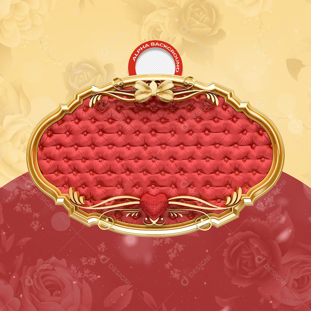 Selo 3D Dourado E Vermelho Para Composição PSD