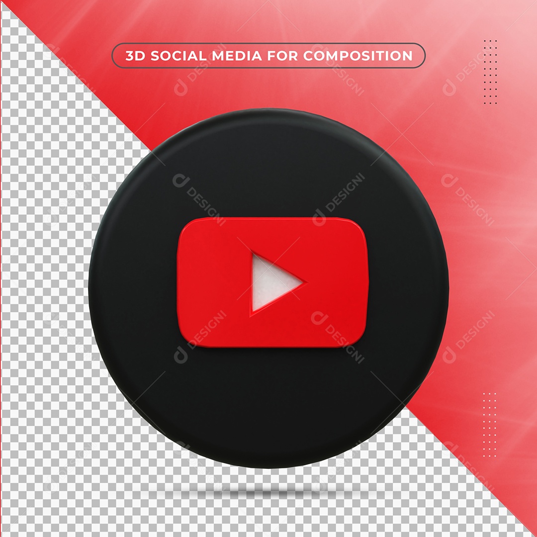 Ícone Do YouTube Elemento 3D Para Composição PSD