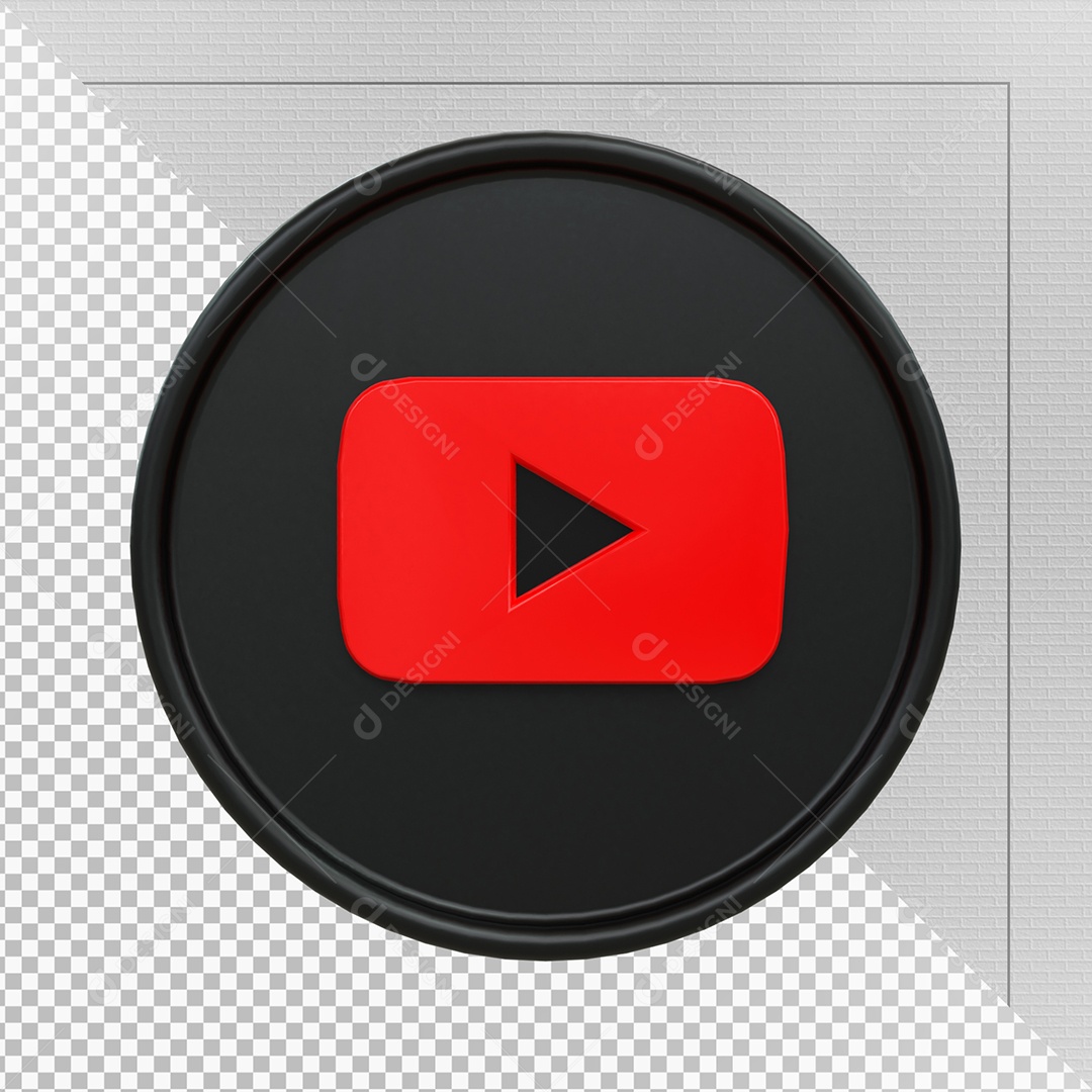 Ícone Do YouTube Elemento 3D Para Composição PSD