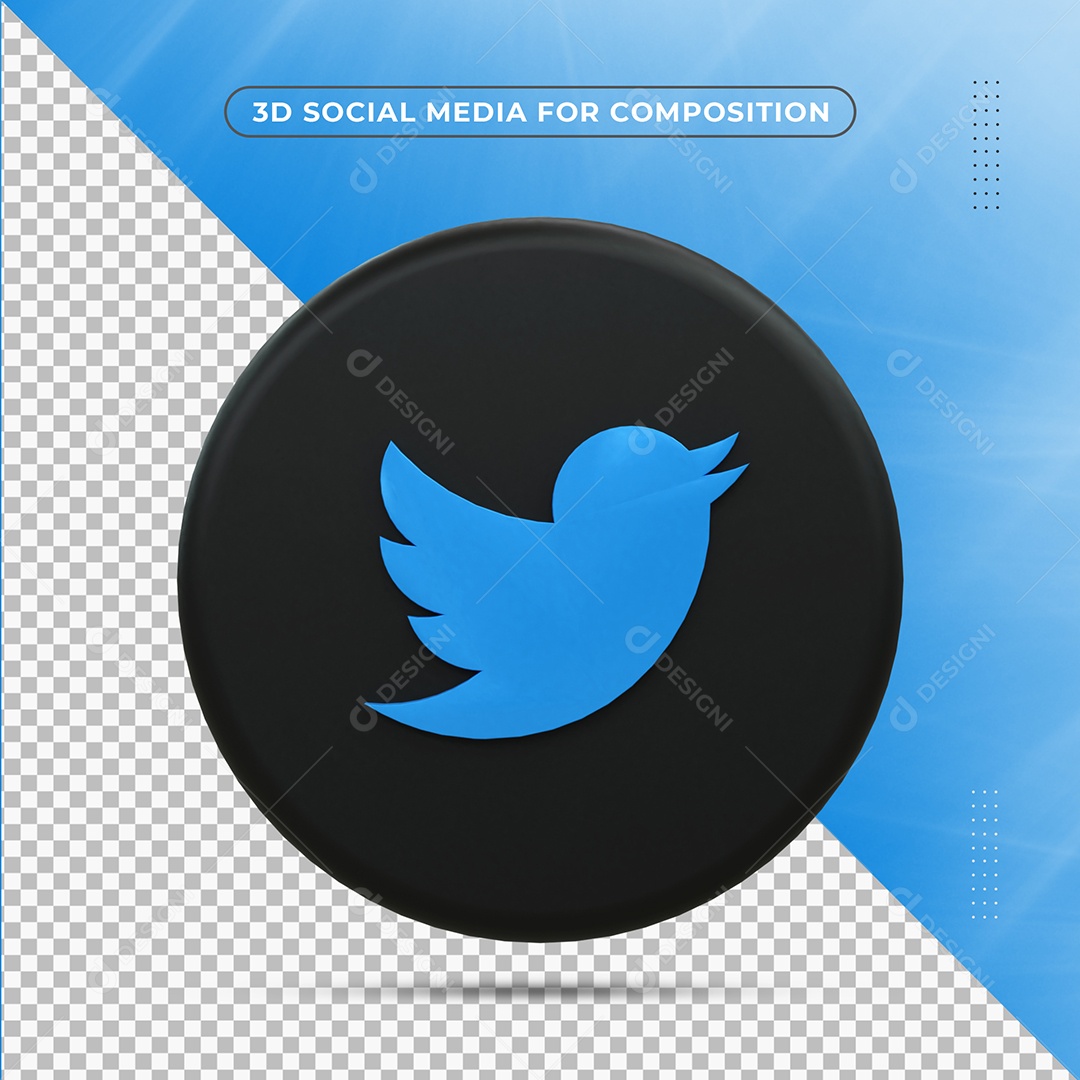 Ícone Do Twitter Elemento 3D Para Composição PSD