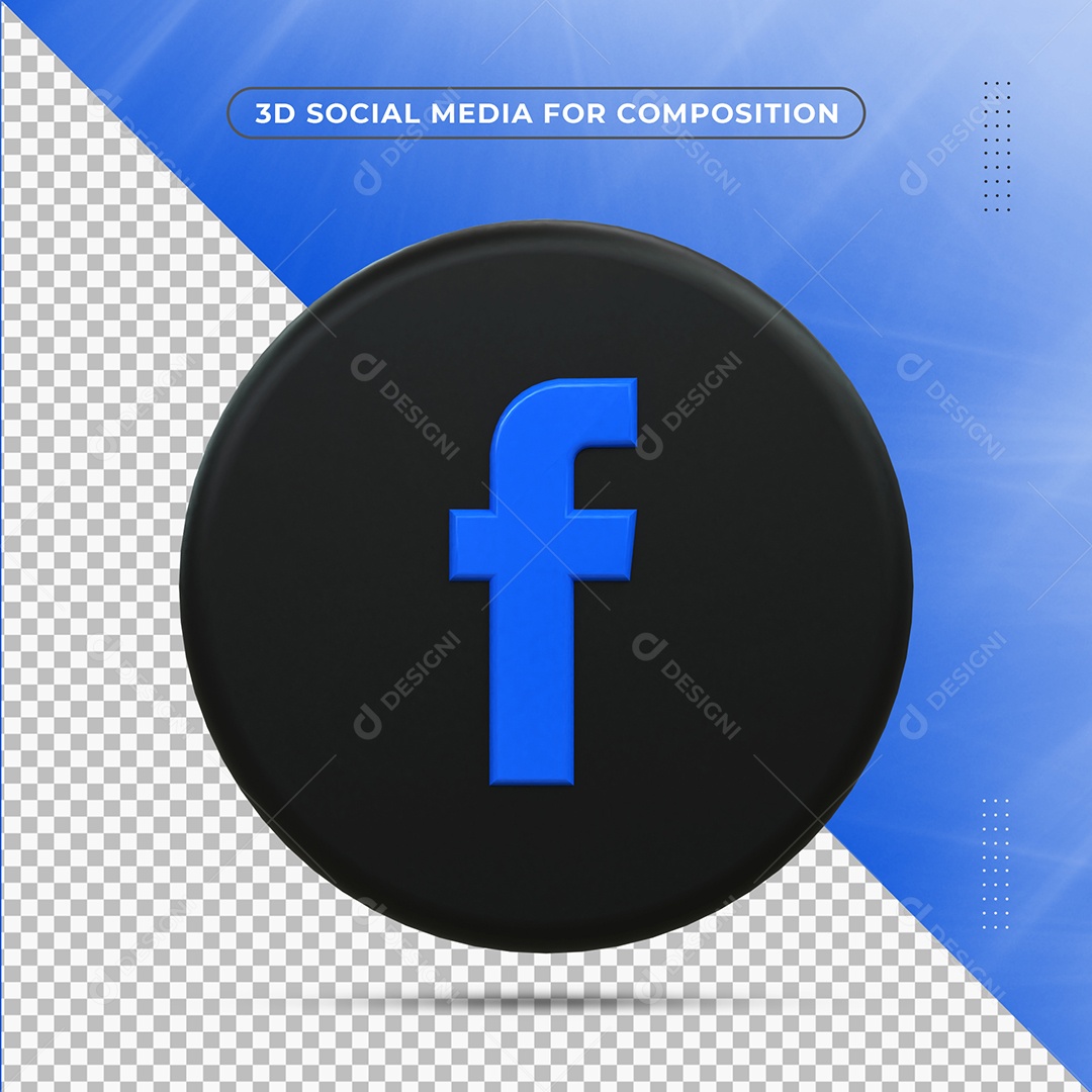 Ícone Do Facebook Elemento 3D Para Composição PSD