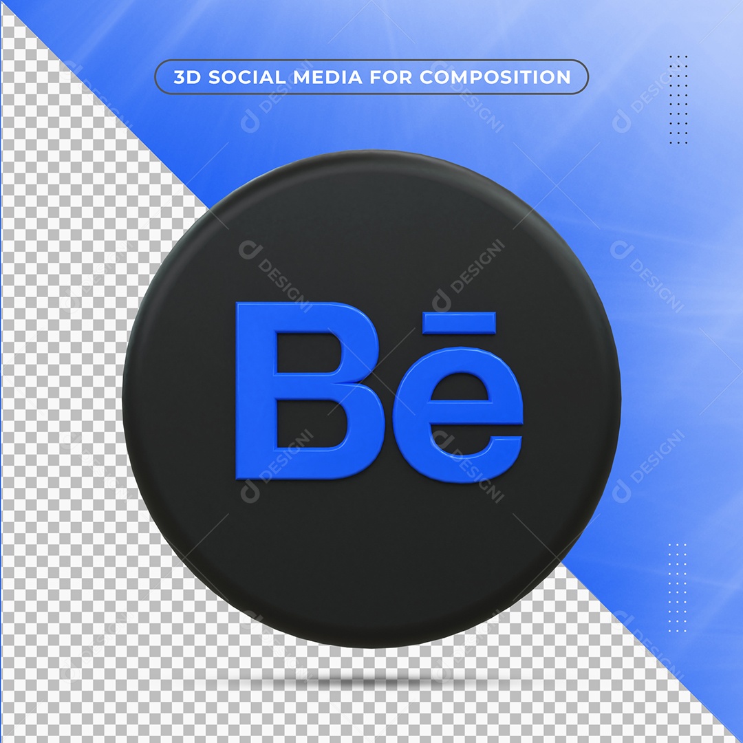 Ícone Do Behance Elemento 3D Para Composição PSD