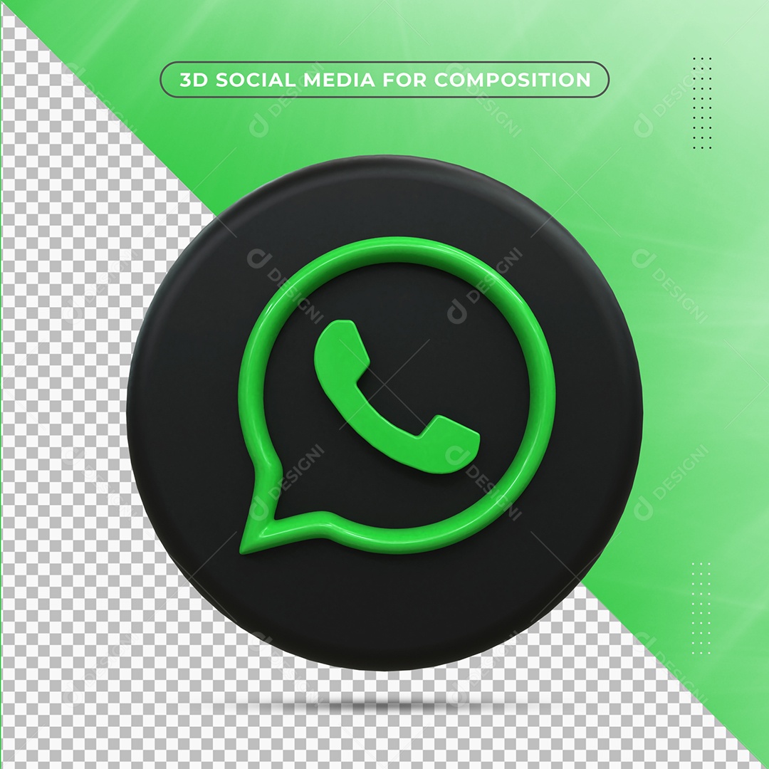 Ícone Do WhatsApp Elemento 3D Para Composição PSD