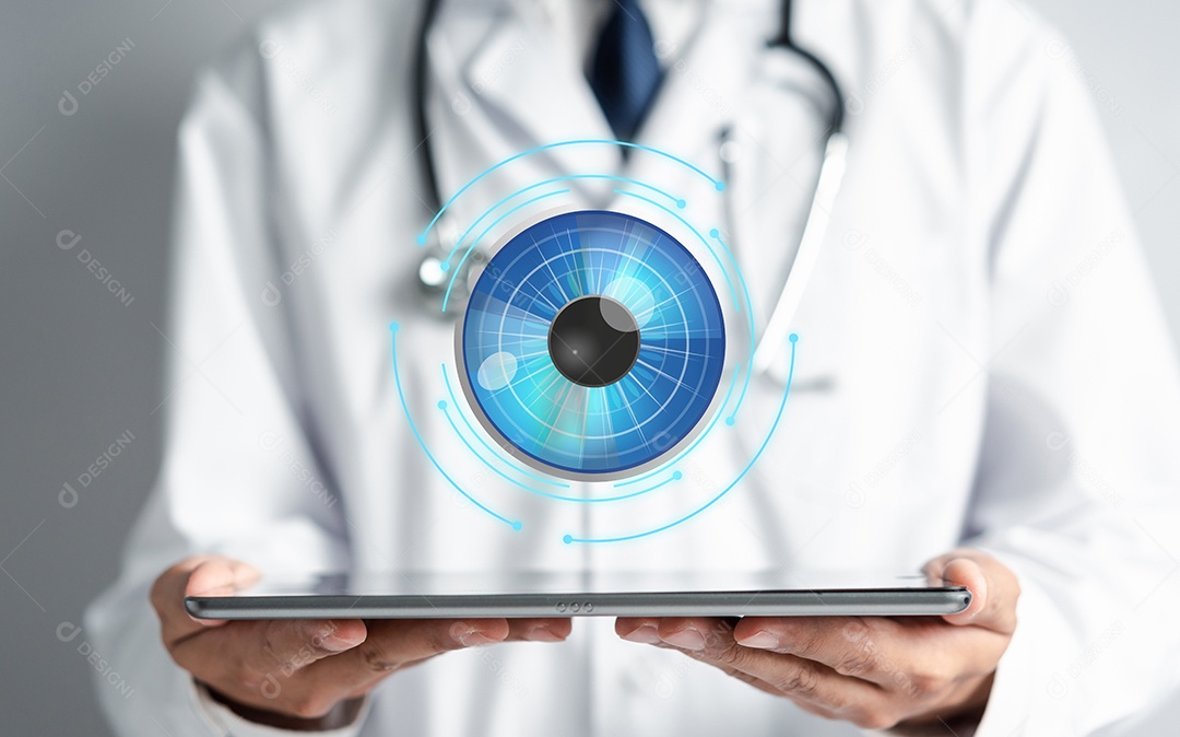 Conceito de cuidados com os olhos de visão digital.