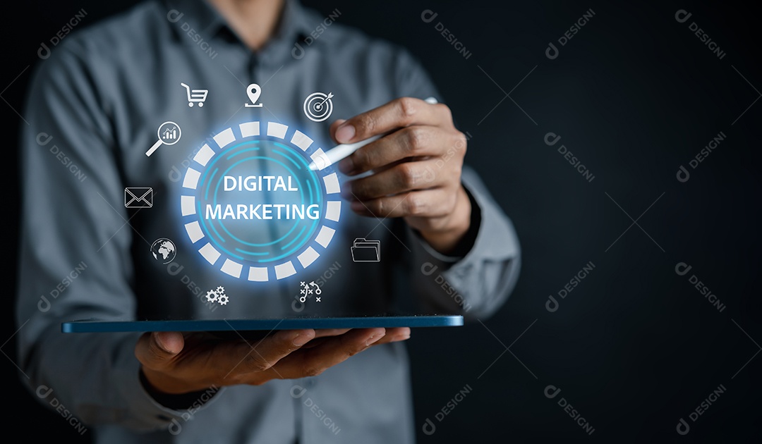 Conceito de marketing on-line de negócios digitais. criativo, ideia, inovação, liderança de desenvolvimento