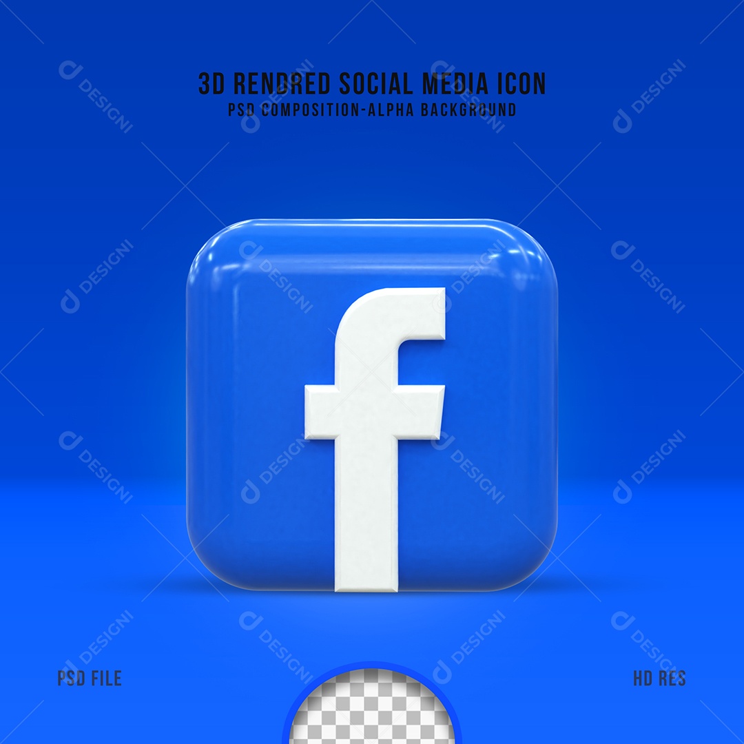 Ícone Do Facebook Elemento 3D Para Composição PSD