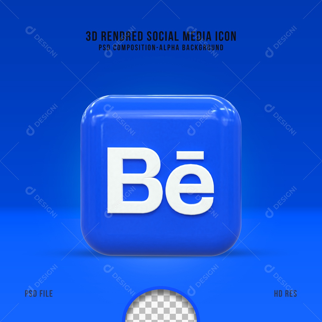 Ícone  Do Behance Elemento 3D Para Composição PSD