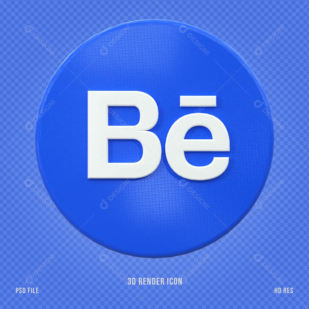 Ícone  Do Behance Elemento 3D Para Composição PSD