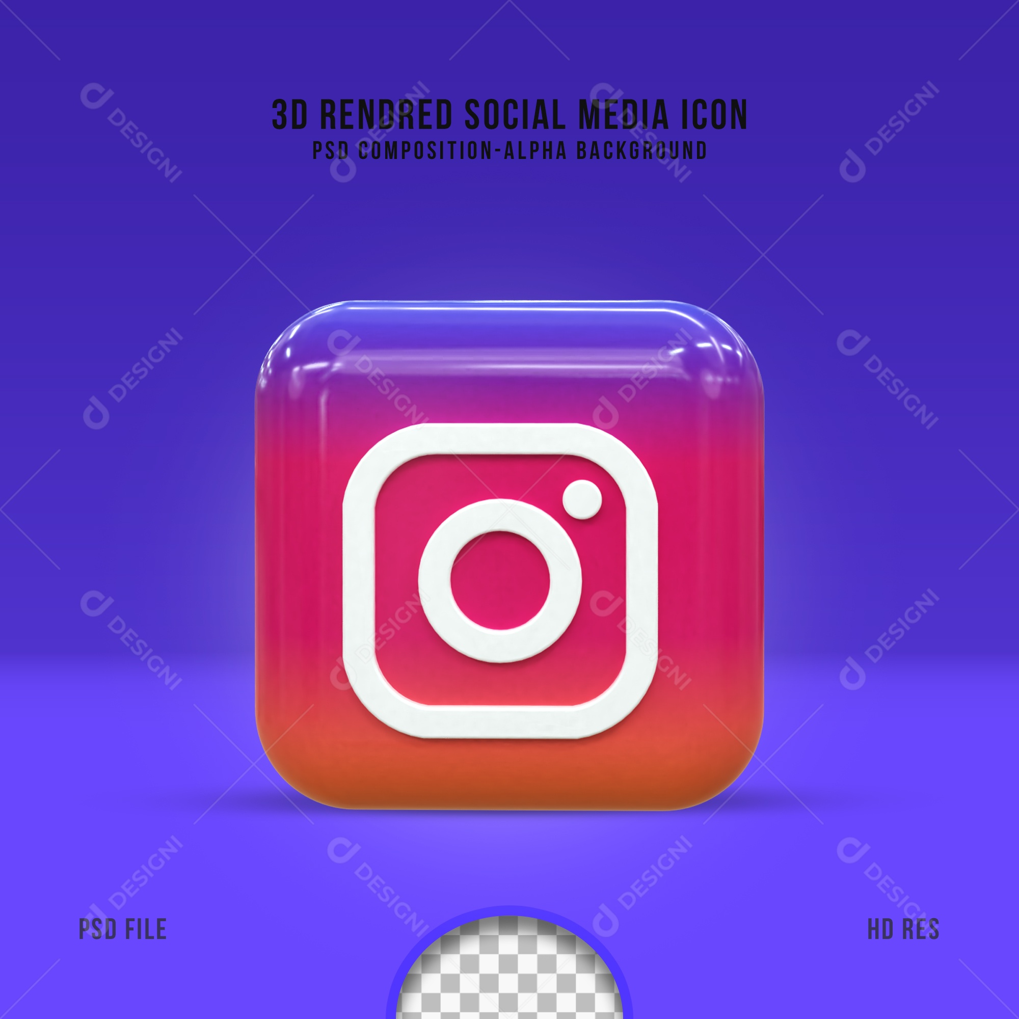 Ícone  Do Instagram Elemento 3D Para Composição PSD