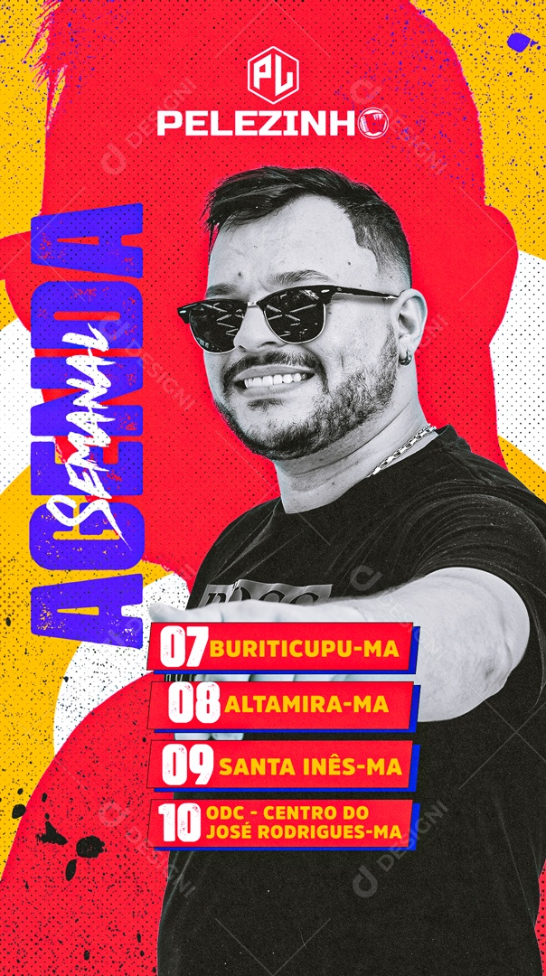 Story Flyer Agenda Semanal Pelezinho Social MEdia PSD Editável