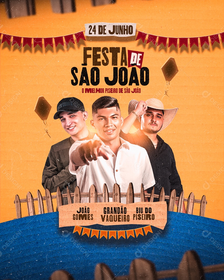 Flyer São João Festa Dia 24 de Junho Social Media PSD Editável